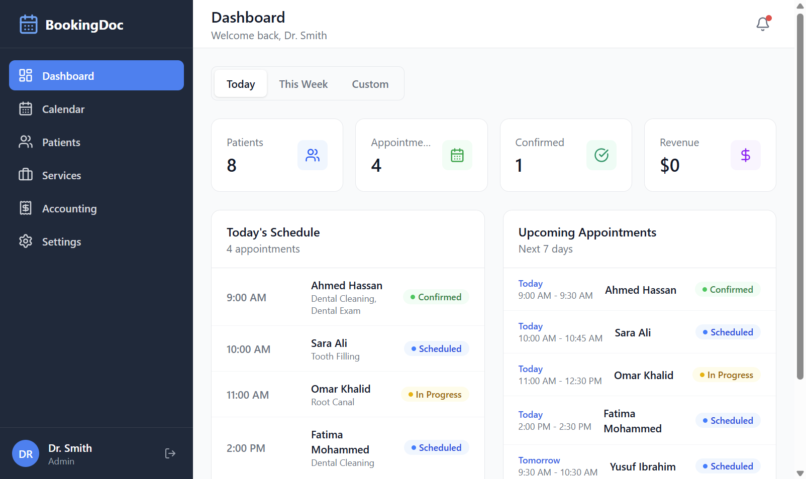BookingDoc Dashboard