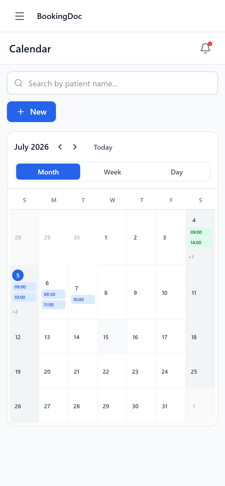 Calendar on mobile
