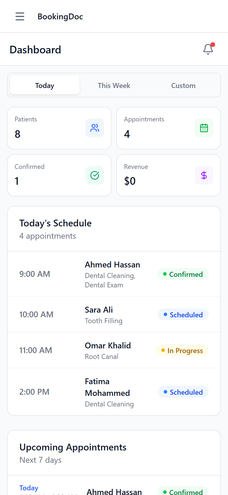 Dashboard on mobile